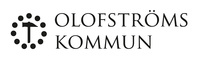 Logotyp för Olofströms kommun med text och en symbol av en hammare omgiven av prickar.