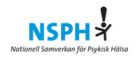 Logotyp för NSPH med texten 'Nationell Samverkan för Psykisk Hälsa' och en stiliserad figur med utropstecken.